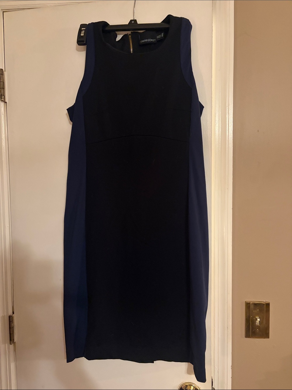 Cynthia Rowley Black and Navy Colorblock Sheath Dress